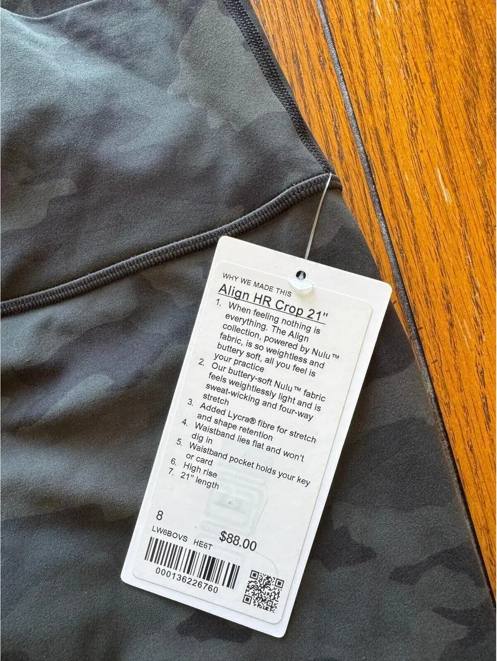 Lululemon Align High Rise 21” Heritage Camo Dark Olive Size 8 NWT